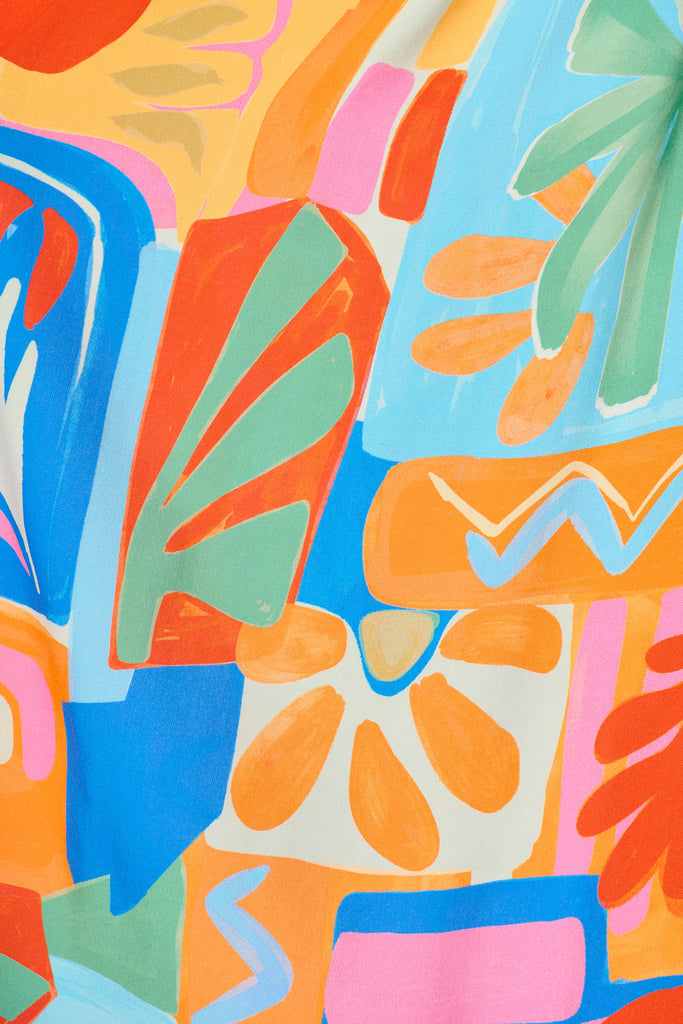 Tropical Mosaic Maxi Dress in Multi Print fabric