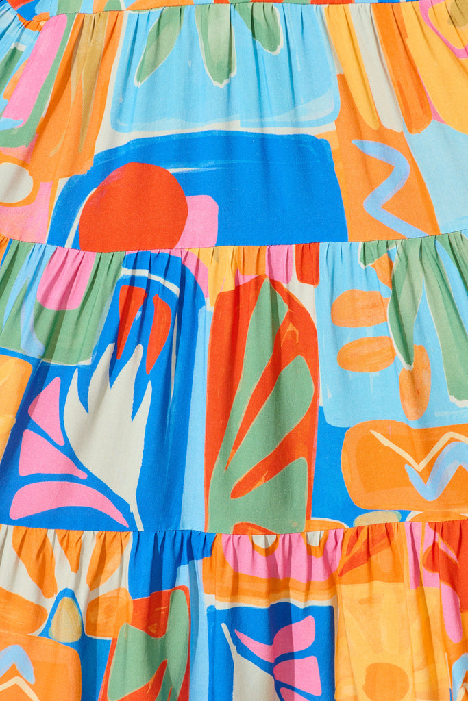 Summer Mosaic Smock Dress in Multi Print fabric