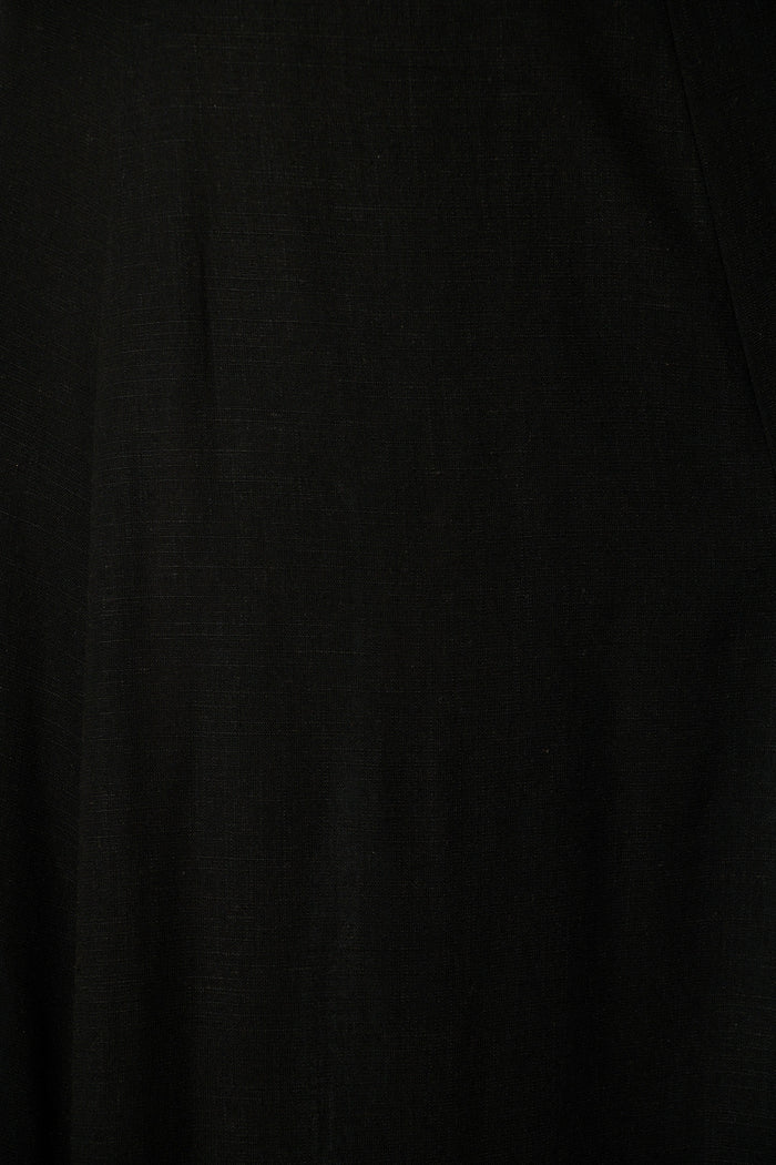 Kerra Maxi Dress in Black Cotton Linen Blend fabric