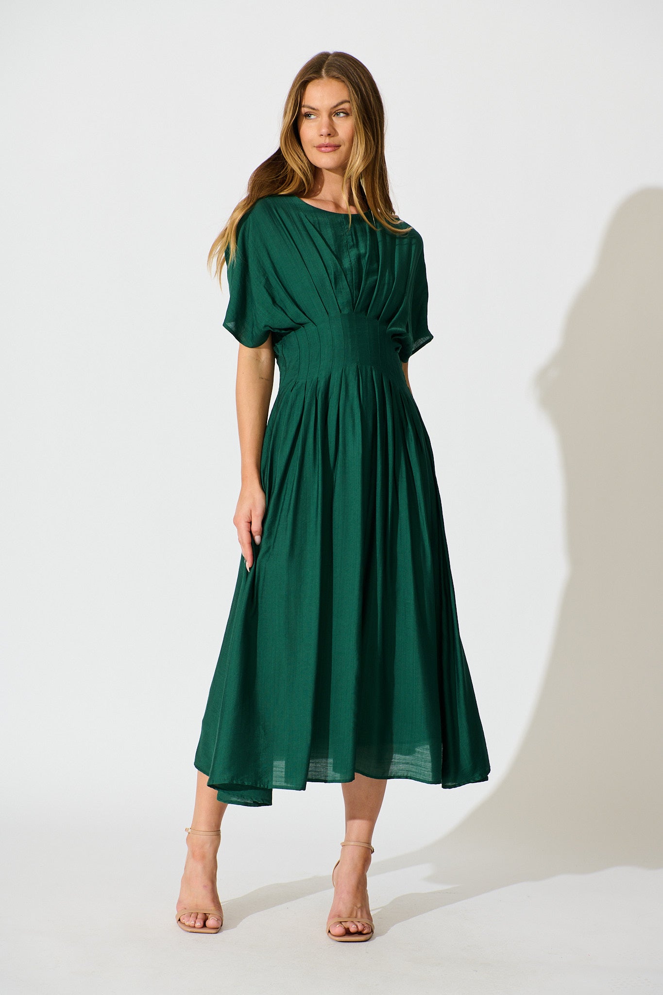 Elegance Echo Maxi Dress in Emerald full length