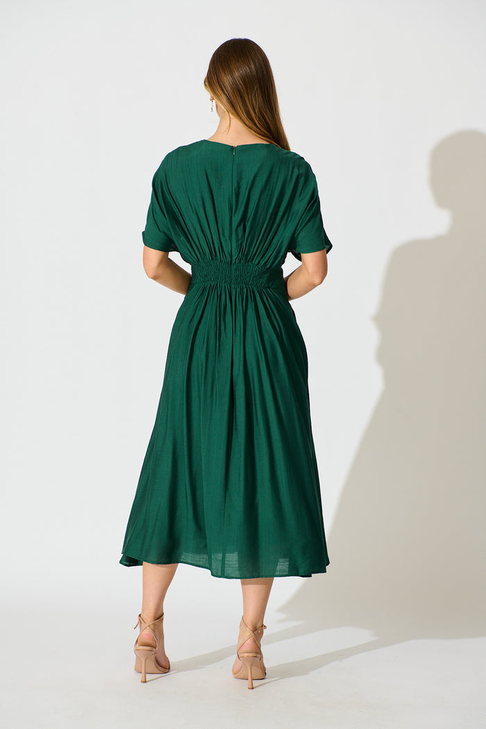 Elegance Echo Maxi Dress in Emerald back