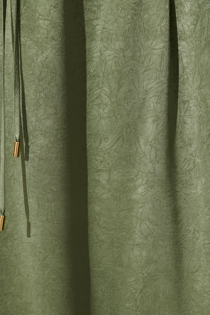 Evanna One Shoulder Maxi Dress in Sage Satin fabric