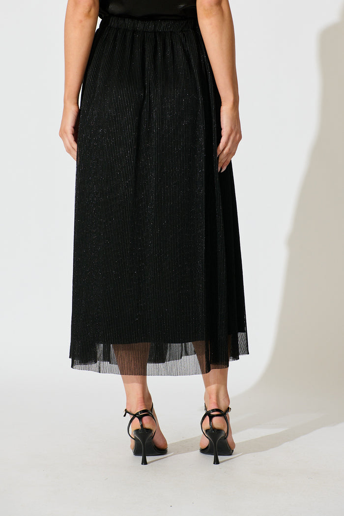 Dip and Dusk Maxi Skirt in Black Lurex Chiffon back