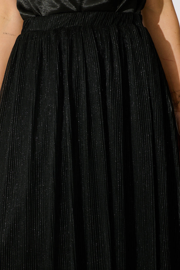 Dip and Dusk Maxi Skirt in Black Lurex Chiffon detail