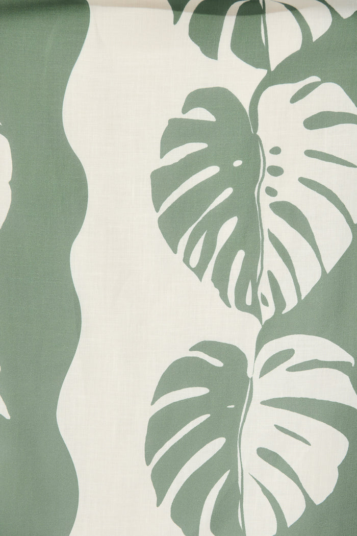 Ettalie Maxi Sundress in Green Palm Print fabric