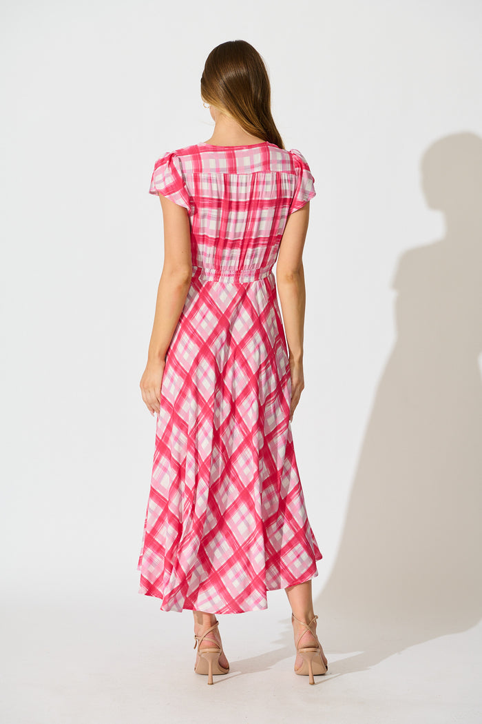 Razia Midi Dress in Pink Check back