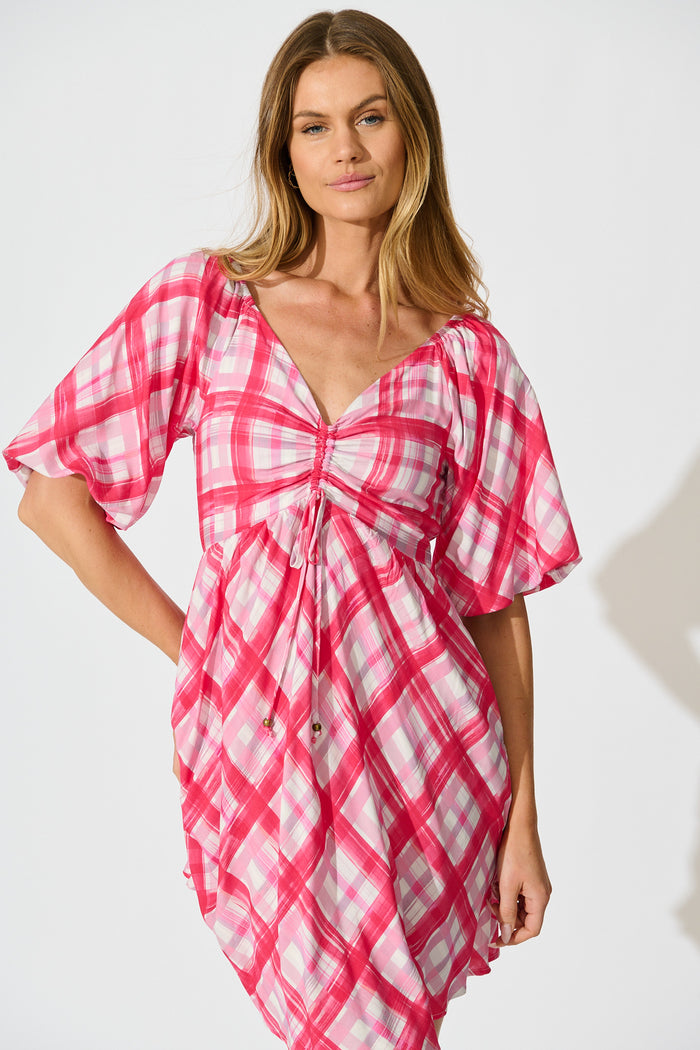 Sheyna Dress in Pink Check front