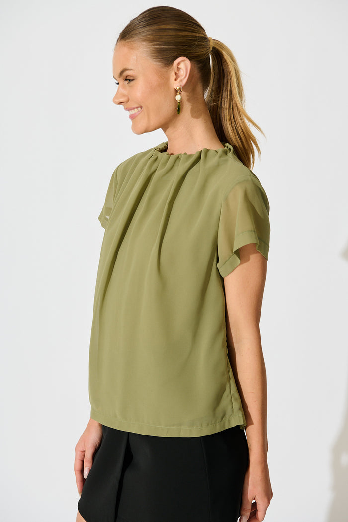 Fayra Top in Sage Chiffon side