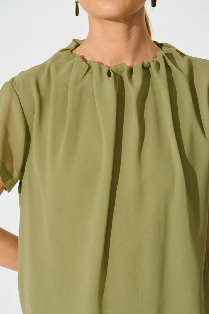 Fayra Top in Sage Chiffon detail