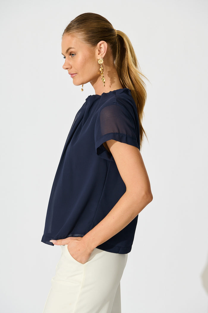 Fayra Top in Navy Chiffon side
