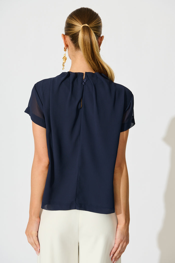 Fayra Top in Navy Chiffon back