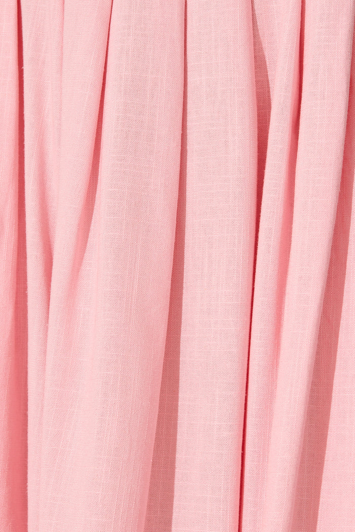 Falicia Dress in Pink Cotton Linen Blend fabric