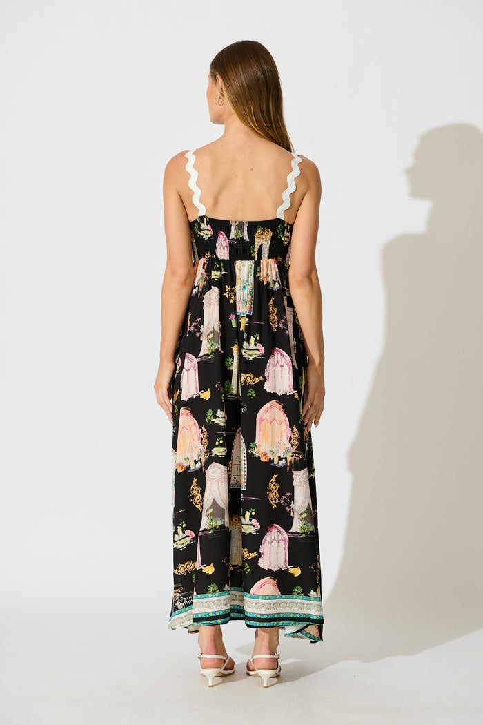 Maci Maxi Sundress in Black Multi Print back