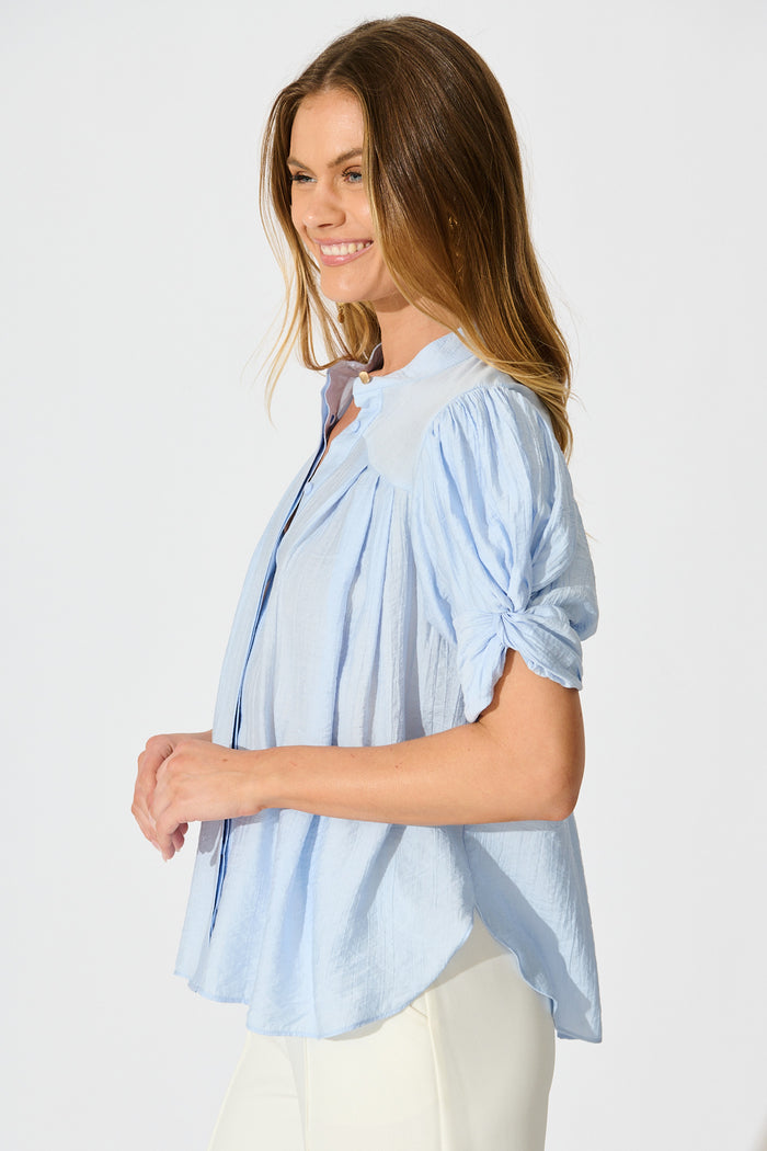 Helsi Top In Blue Cotton Blend side