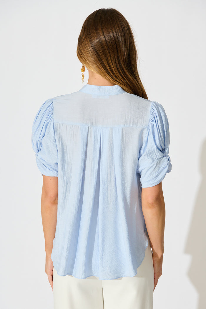 Helsi Top In Blue Cotton Blend back
