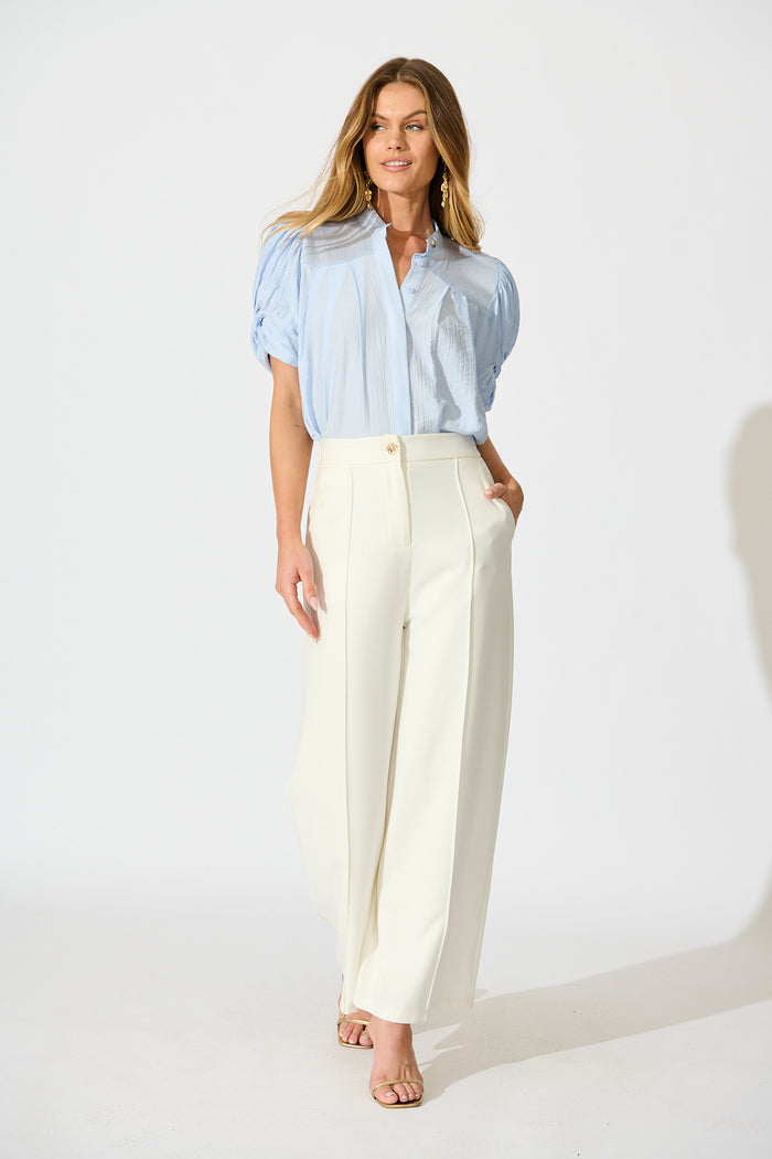 Helsi Top In Blue Cotton Blend full length
