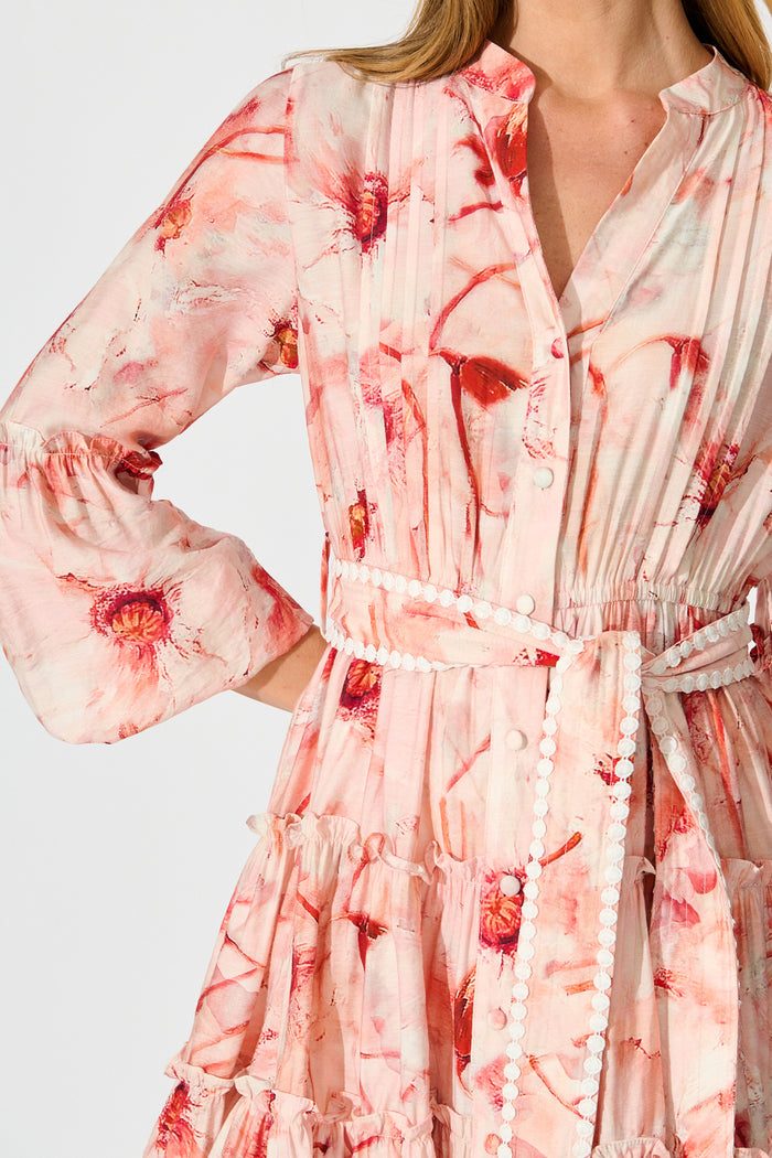 Mabel Dress in Pink Floral detail