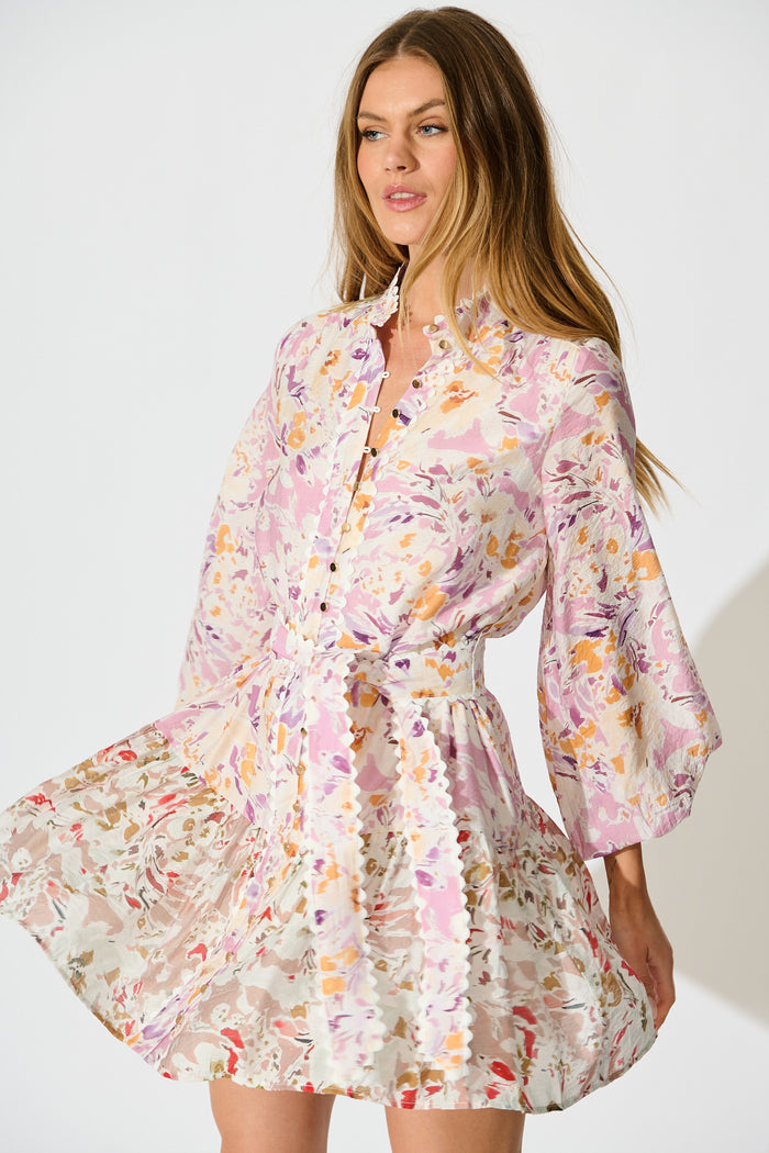 Blina Dress in Lilac and Multi Floral front