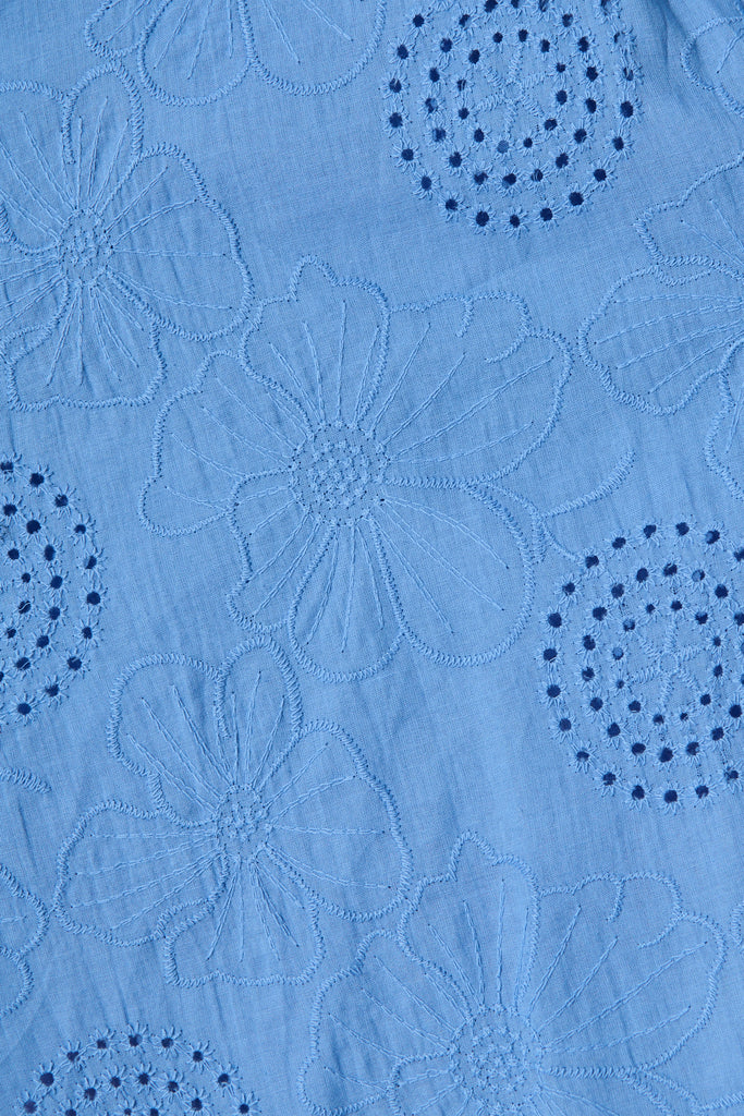 Ashlan Dress in Blue Floral Broderie Cotton fabric