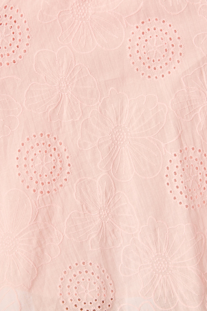 Ashlan Dress in Pink Floral Broderie Cotton fabric