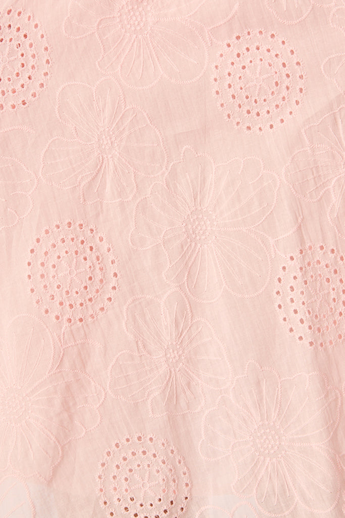 Ashlan Dress in Pink Floral Broderie Cotton fabric