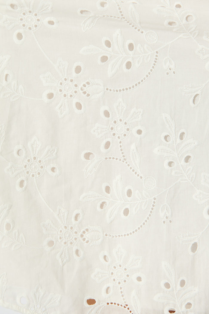 Harlie Shirt Dress in White Broderie Cotton fabric