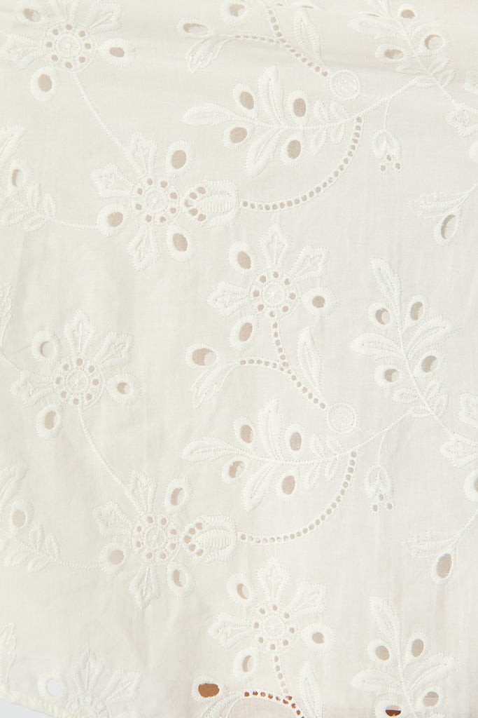 Harlie Shirt Dress in White Broderie Cotton fabric