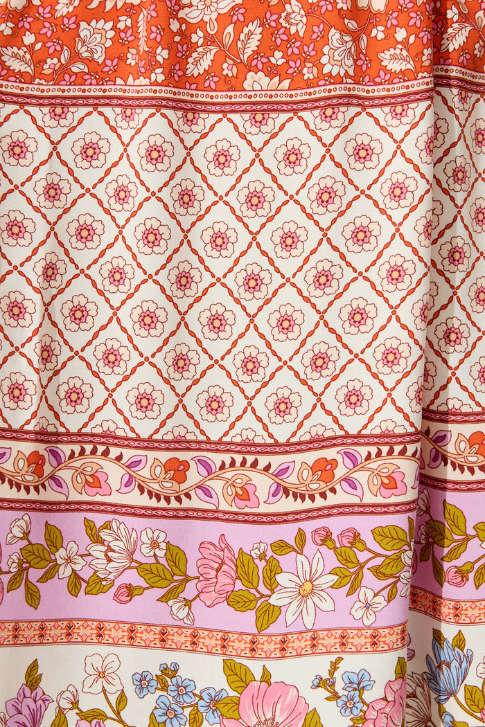 Conni Dress in Orange Boho Floral fabric
