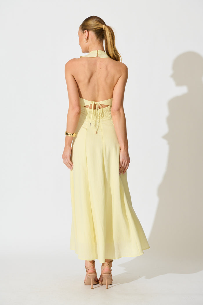 Twila Halter Maxi Dress Butter Yellow