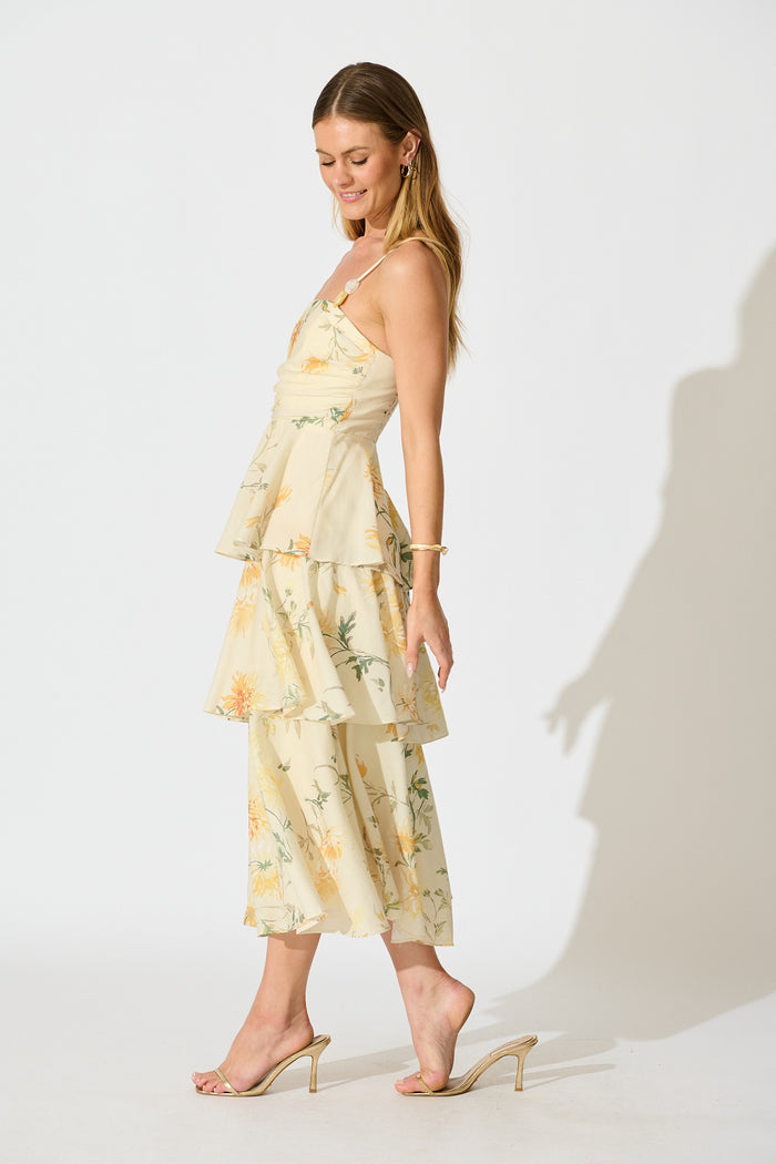 Lumiya Maxi Dress in Yellow Floral side