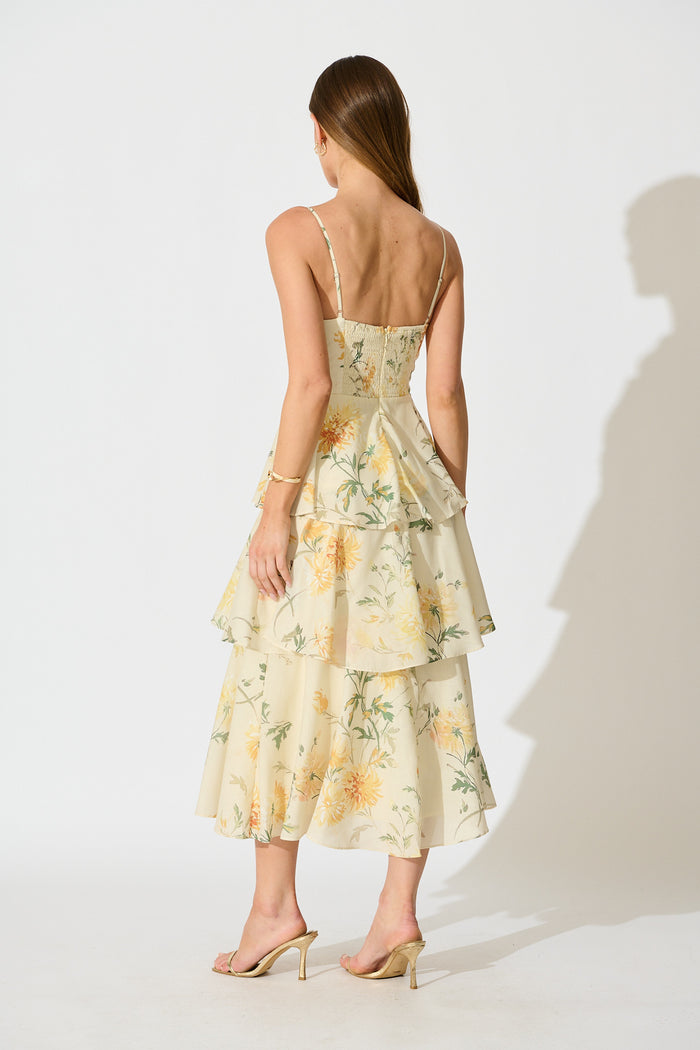 Lumiya Maxi Dress in Yellow Floral back