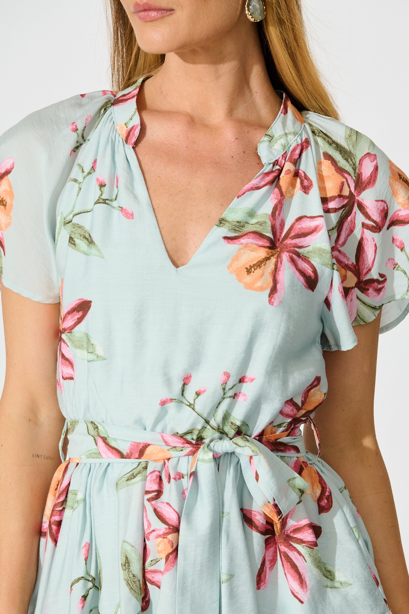 Vietta Dress Light Blue Blush Floral | St Frock Vietta Dress Light Blue Blush Floral | St Frock