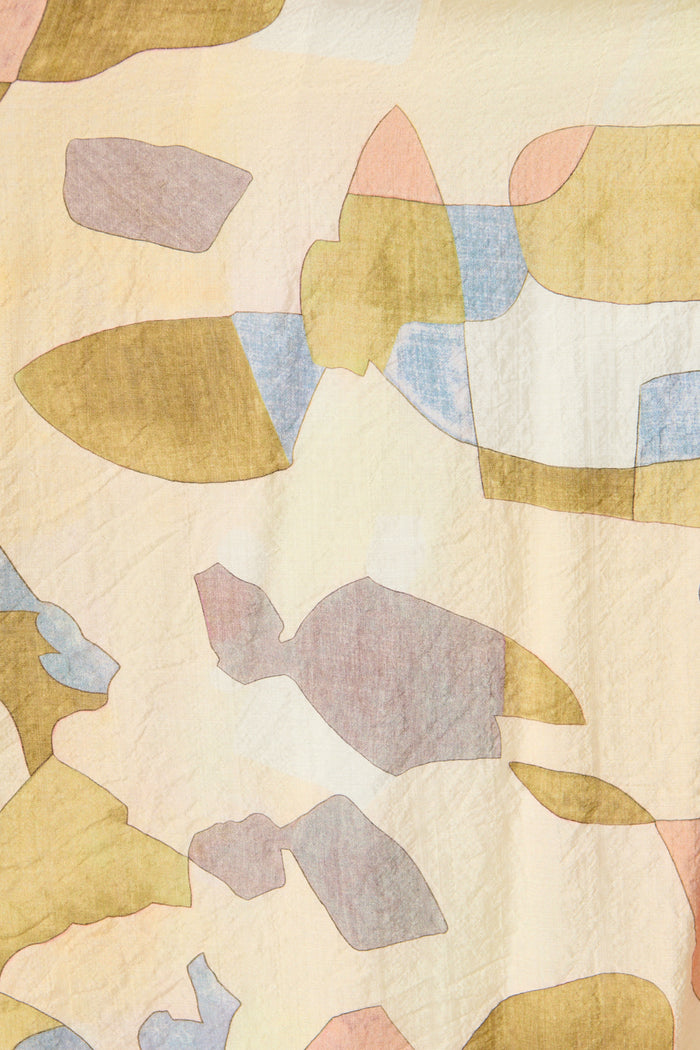 Tamia Midi Dress in Brown with Multi Print fabric