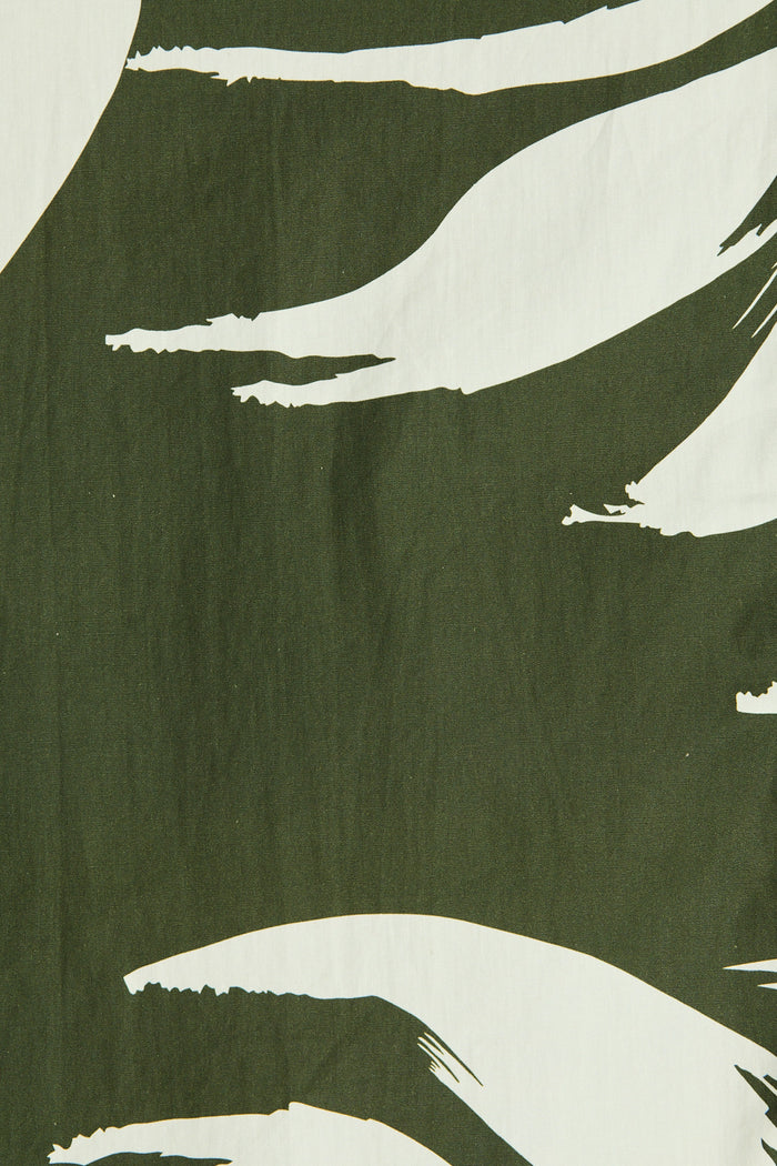 Margot Midi Dress in Green with White Leaf Cotton fabric