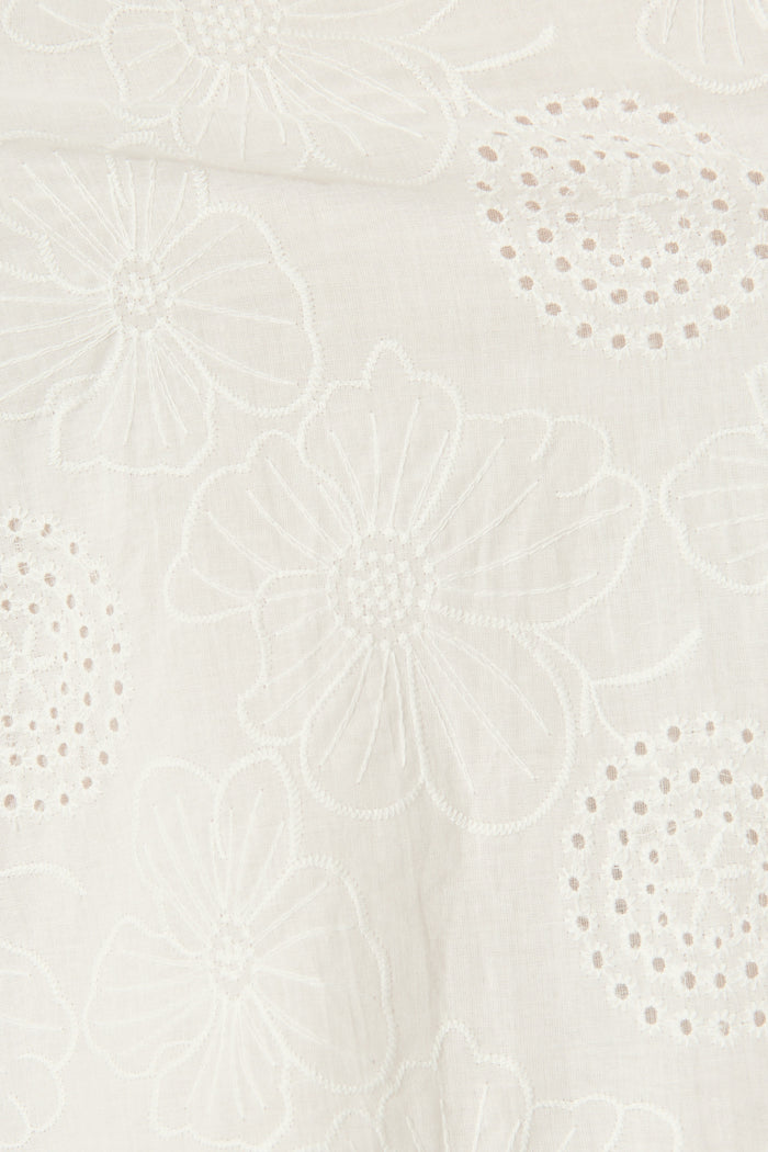 Ashlan Dress in White Floral Broderie Cotton fabric