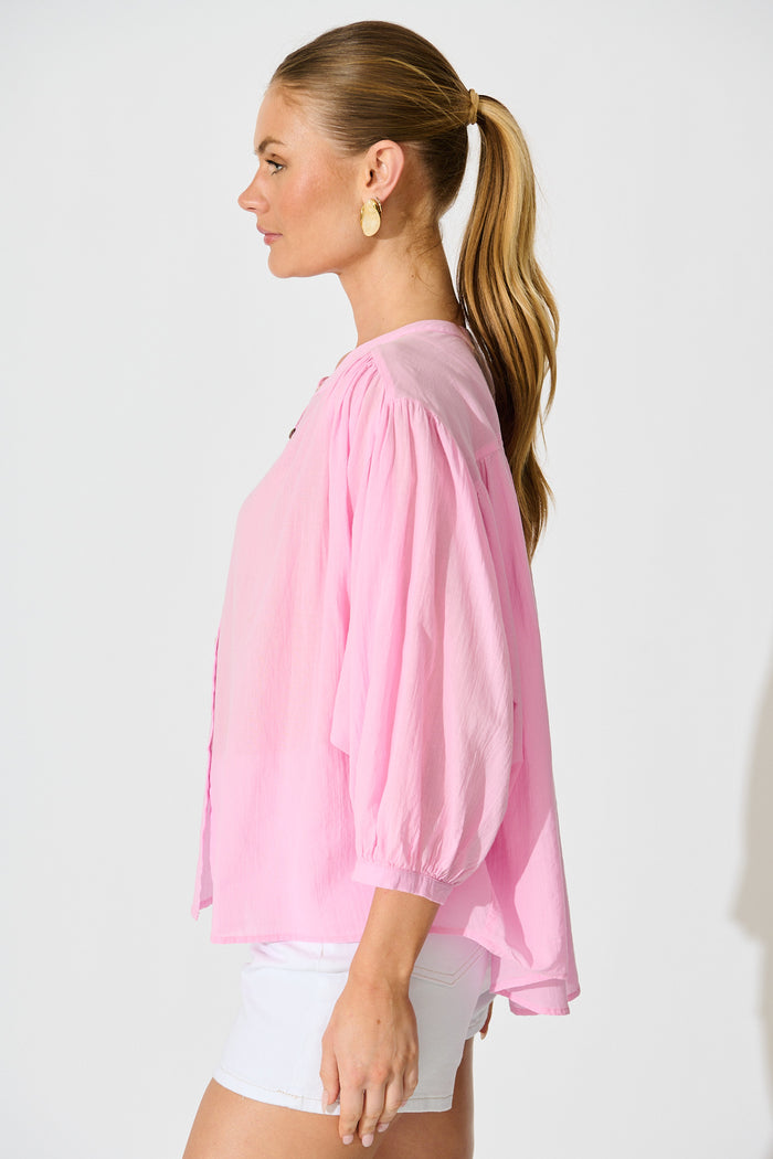 Riva Top in Pink Cotton side