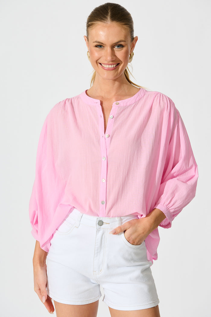 Riva Top in Pink Cotton front