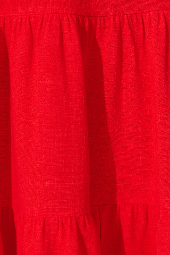Cella Dress in Red Linen Blend fabric