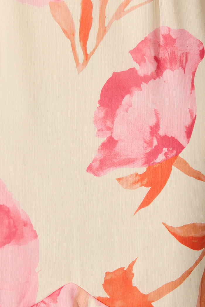 Ondina Maxi Dress in Pink Floral Chiffon fabric