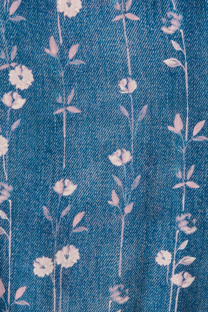 Cordia Dress in Blue with Blush Floral fabric