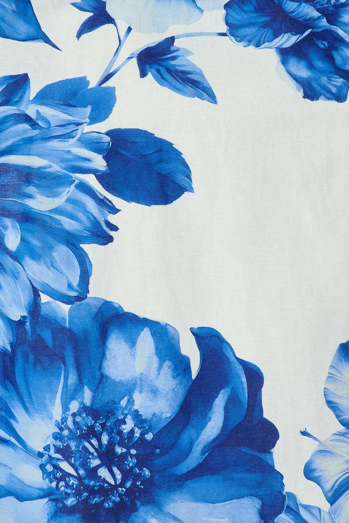 Jannie Maxi Skirt in Blue Floral Border Print Cotton fabric