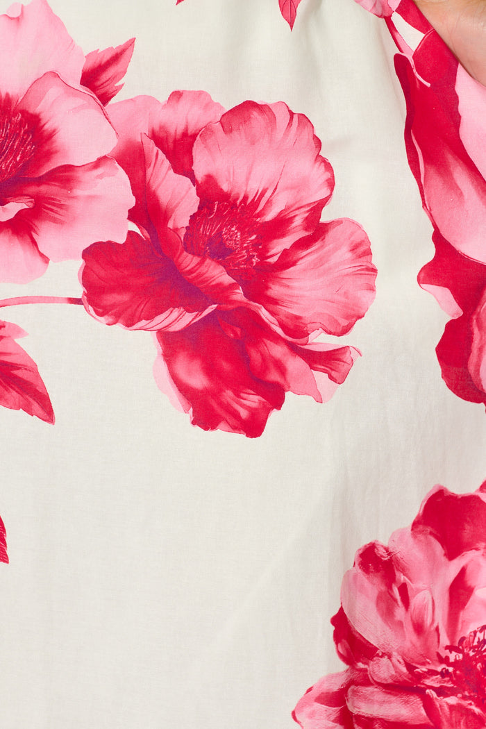 Jannie Maxi Skirt in Pink Floral Border Print Cotton fabric