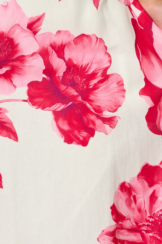 Jannie Maxi Skirt in Pink Floral Border Print Cotton fabric