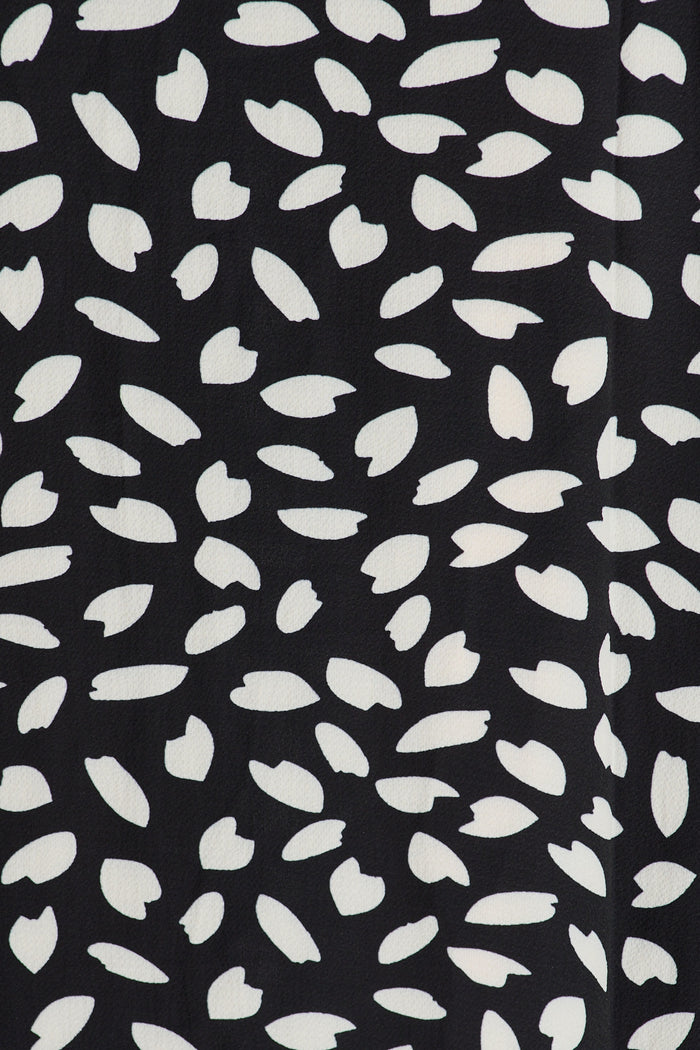 Brandsy Maxi Skirt in Black with White Leaf fabric