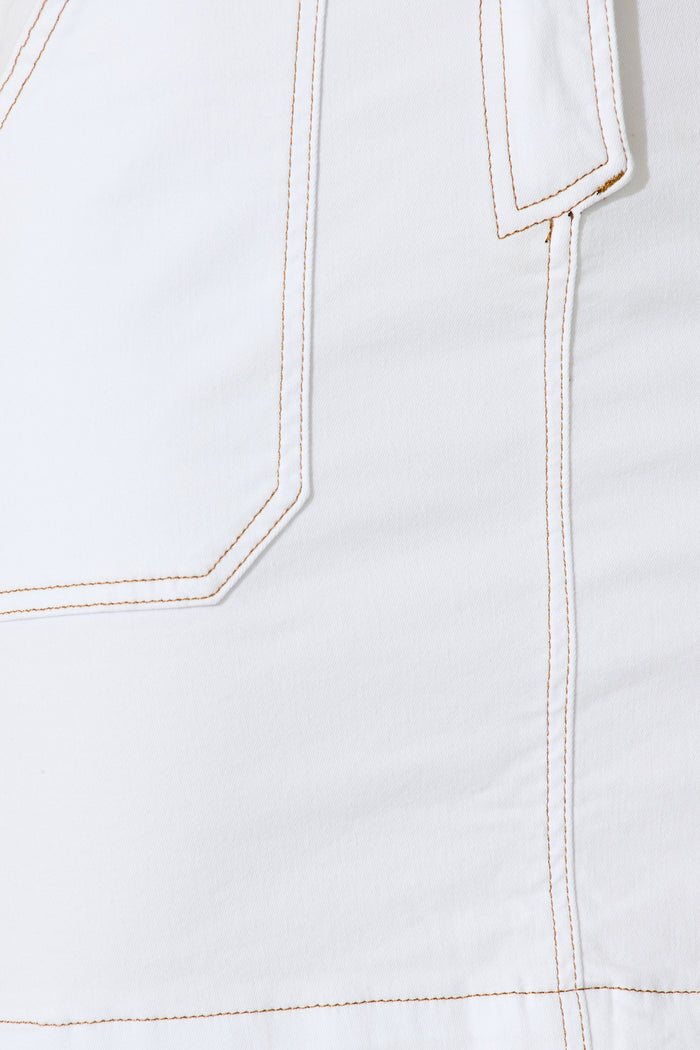 Zahra Denim Skirt in White fabric