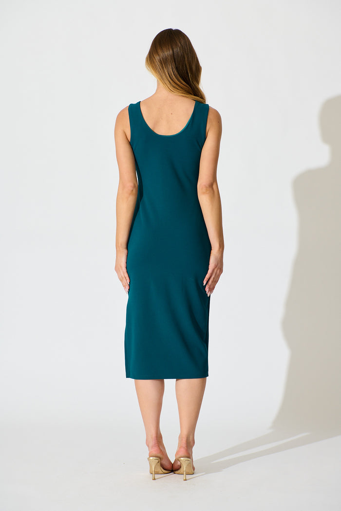 Shalynn Midi Dress in Teal back