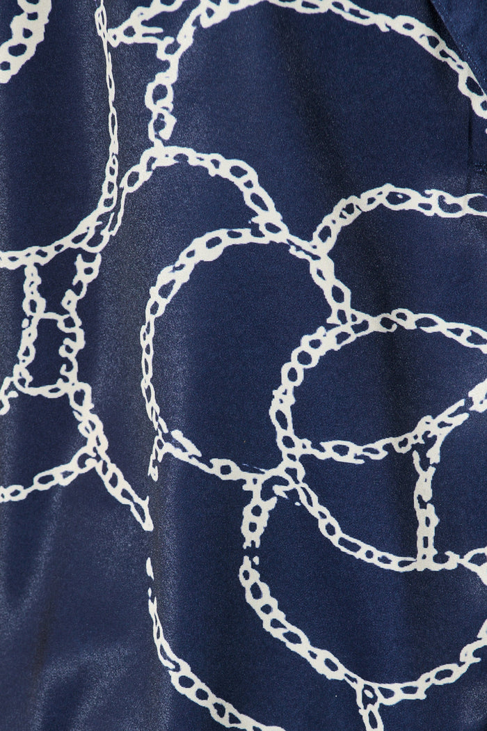 Zoi Shirt in Navy Floral Satin fabric