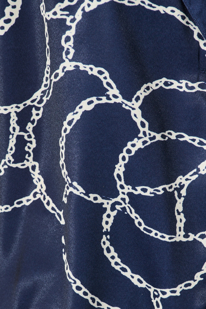 Zoi Shirt in Navy Floral Satin fabric