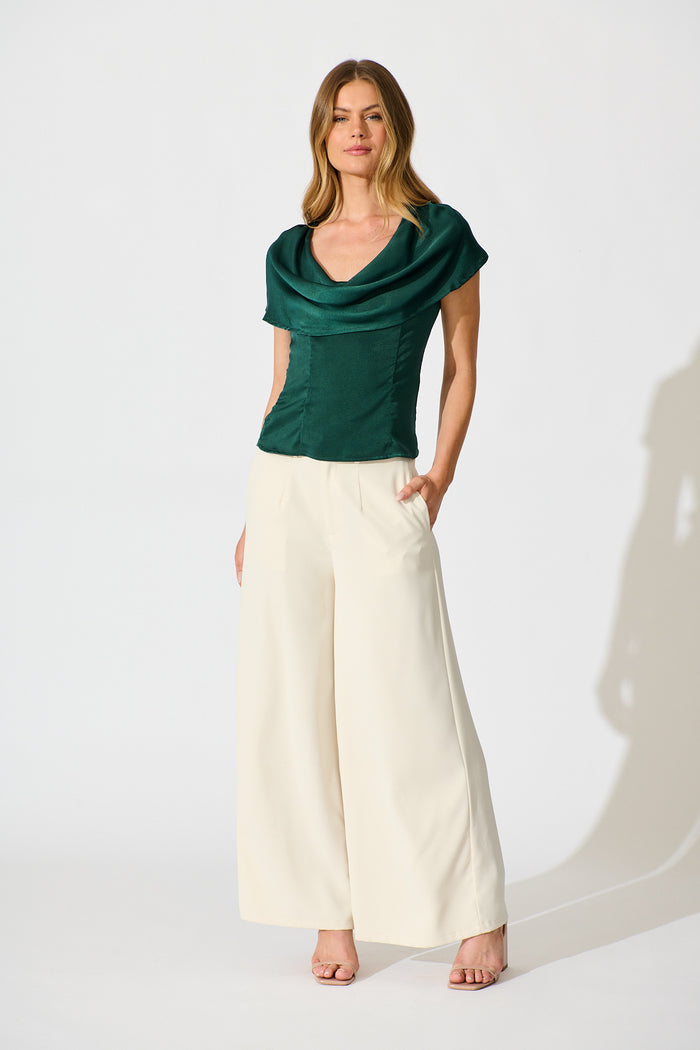 Haven Top in Emerald Satin full length