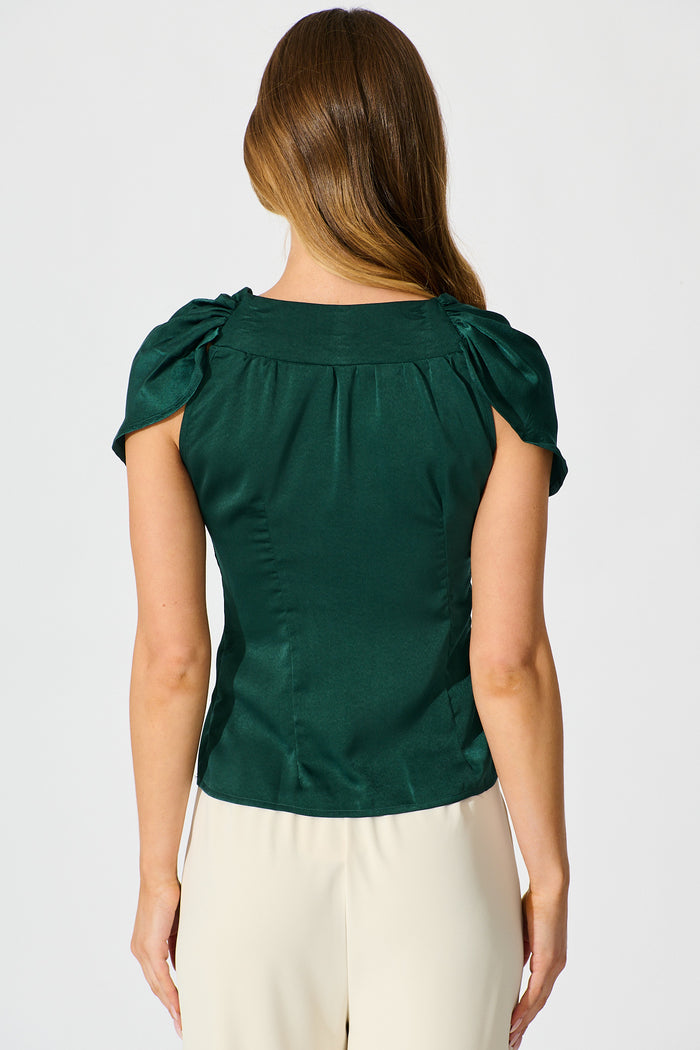 Haven Top in Emerald Satin back
